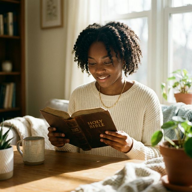 Young woman reading the Bible